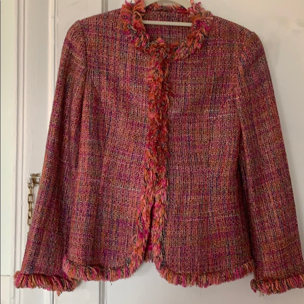 Pink multi tweed short jacket NWOT